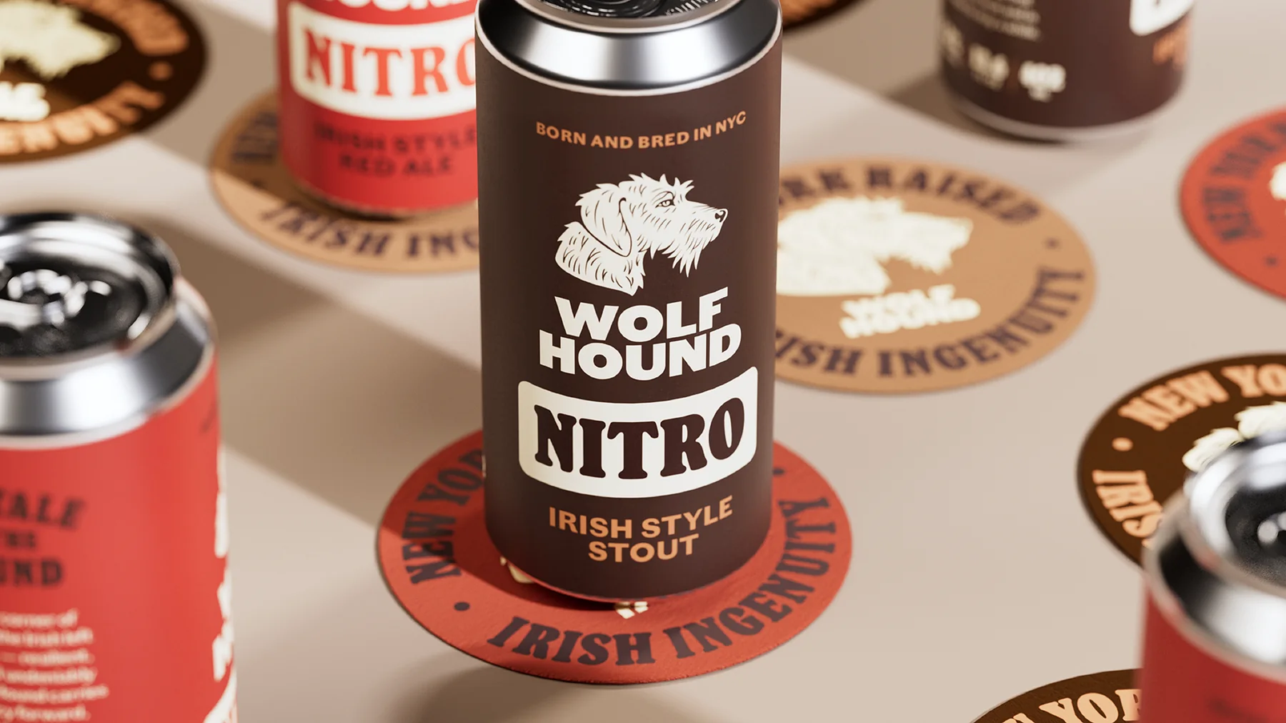 Wolf Hound Nitro cans and coasters